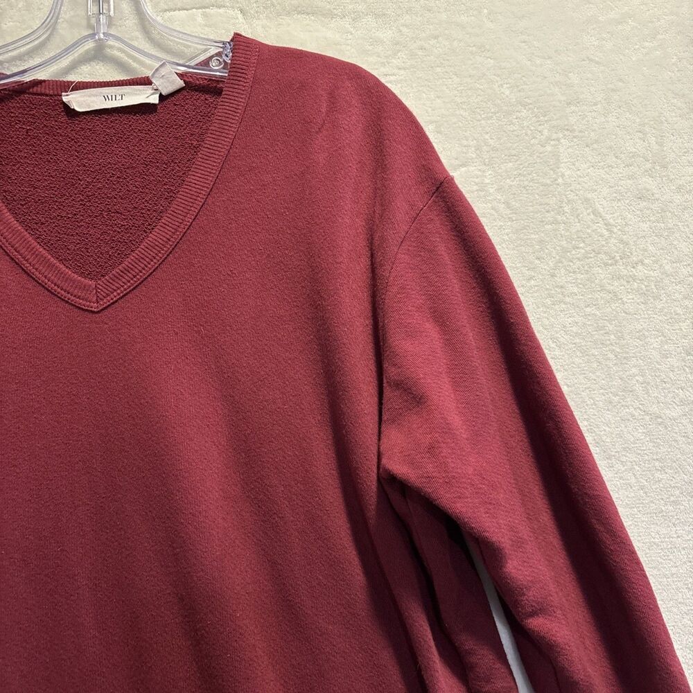 Wilt Ruffle Trim Asymmetrical Sweatshirt Burgundy Women's Size Small Lagenlook - Picture 4 of 14
